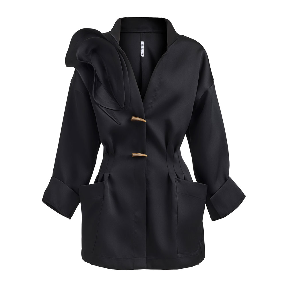 Lotus Sculptural Sateen Mini Shirt Dress - Image 2